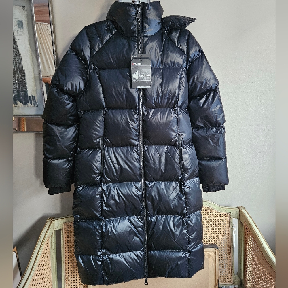 NWT Pajar Black Solstice Long Down Puffer Quileted Winter Jacket - size large - Picture 3 of 16